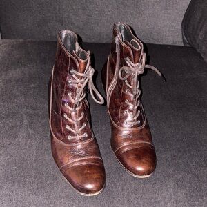 Paul Green Brown Leather Lace-Up Boots Size 4 1/2 (US 7)